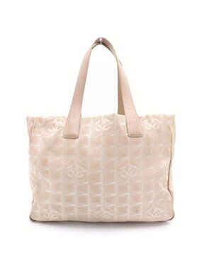Chanel New Travel Line CC Logo Canvas Tote Beige